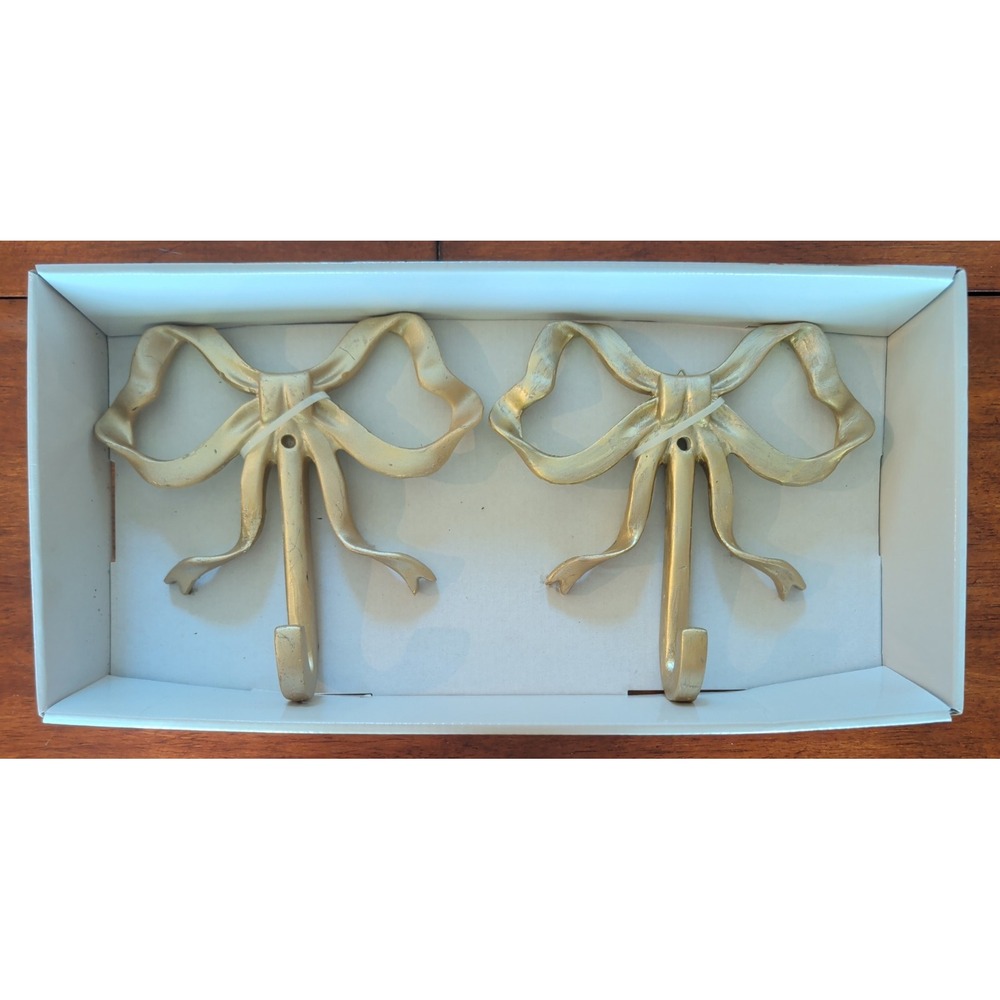 Concepts 2 Pc Gold Finished Metal Bow Hooks Large 8x8 Inch Wall Hangers